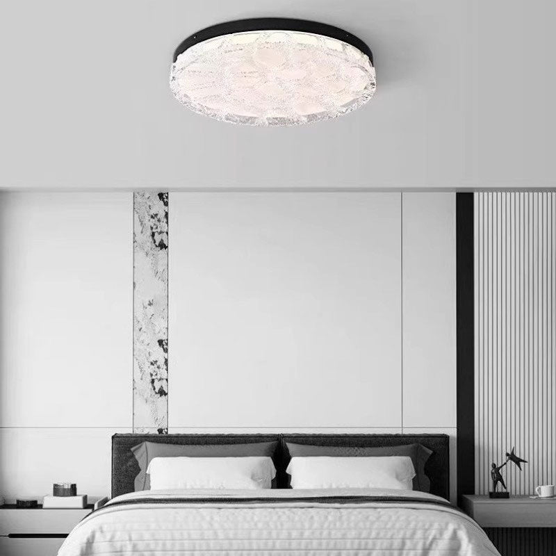 High-End Light Luxury Round Resin Ceiling Light with Remote Control Dimmable Ceiling Lamp