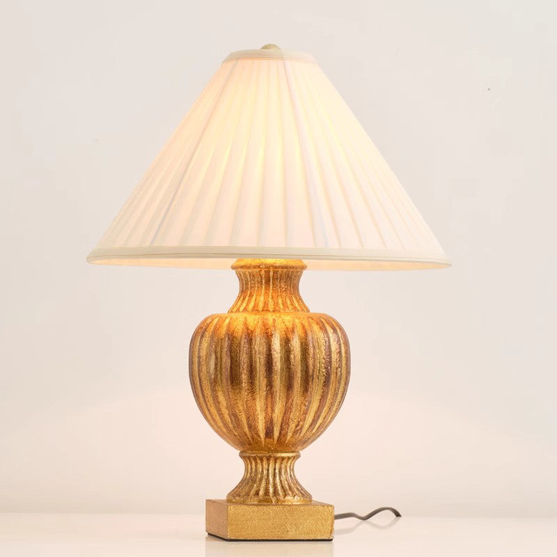 Light Luxury American Wood Table Lamp Fabric Lampshade Bedroom Bedside Table Lighting Decoration Home Living Room Desk Lamp
