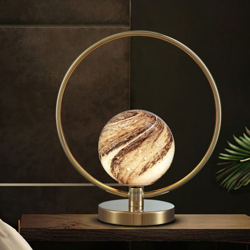 Modern Handmade Glass Universe Table Lamp With Electroplate Metal Base ﻿