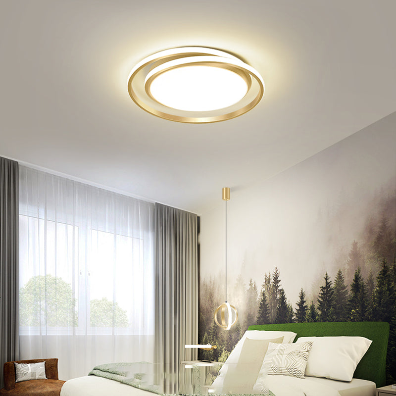 Modern Super Thin 5cm Round 20" Recessed Brass Ceiling Light for Bedroom Living Room