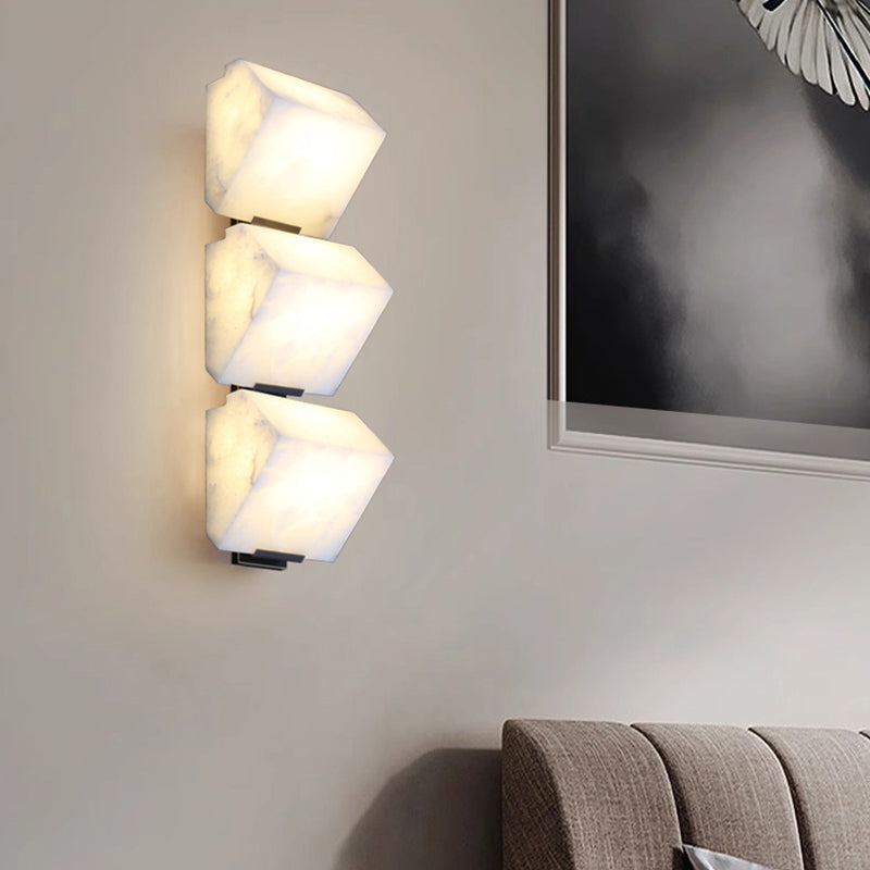 Marble Copper Wall Lamp Bedroom Bedside Modern Natural Stone LED Lights Corridor Hotel Sconce Study Living Room ﻿