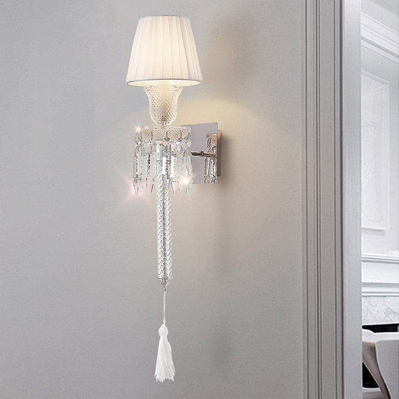 Designer Light Luxury  Wall Lamp With White Fabric Lampshade