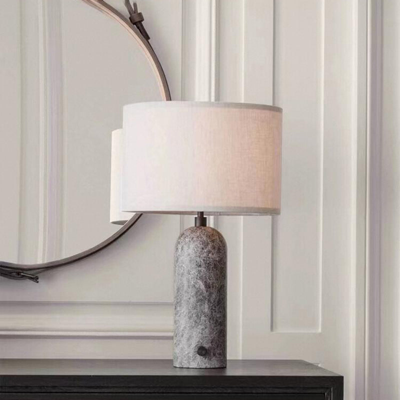 Modern Simple Marble Table Lamp With Beige Fabric Lampshade