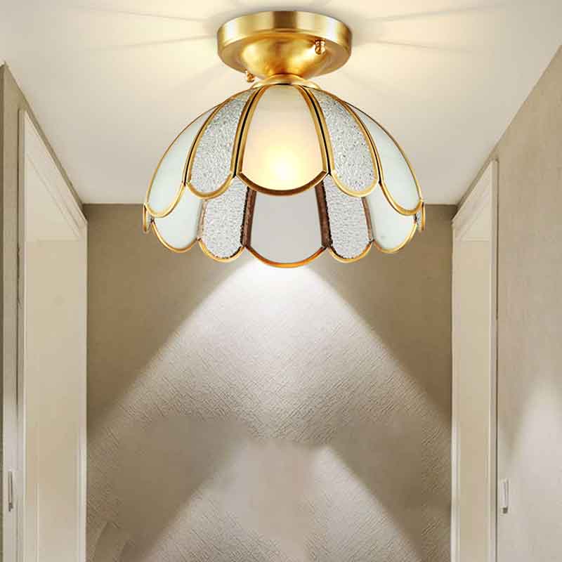 Light Luxury Creative Flower Brass LED Ceiling Light for Bedroom Kitchen Lighting Fixtures