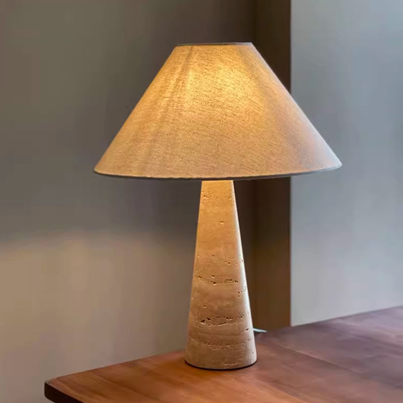 Japanese Wabi-sabi Cream Style Yellow Cave Stone Table Lamp LED E27 Retro Marble Desk Lights Living Room