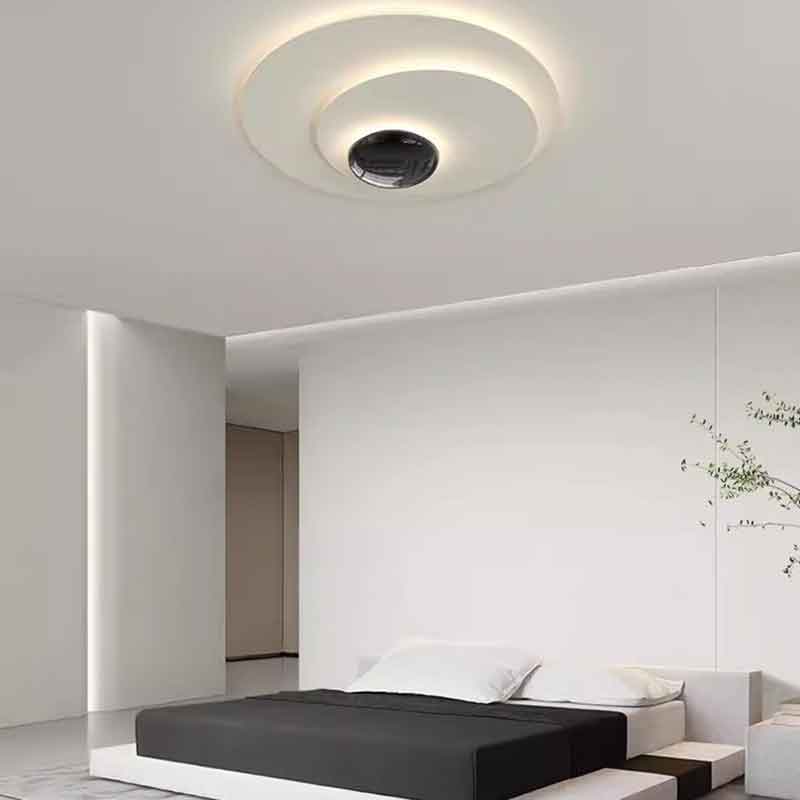 Designer Creative Round Metal Flush Mount LED Ceiling Light with Remote Control Dimmable