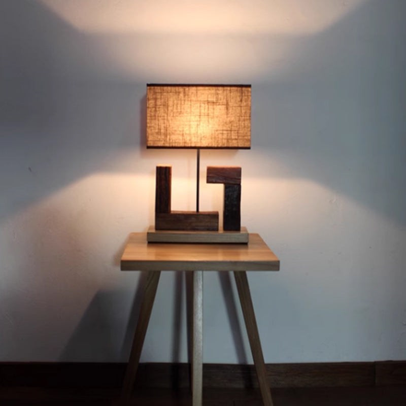 Chinese Table Lamp Vintage Solid Wood Desk Lamp for Bedroom Living Room Study Office