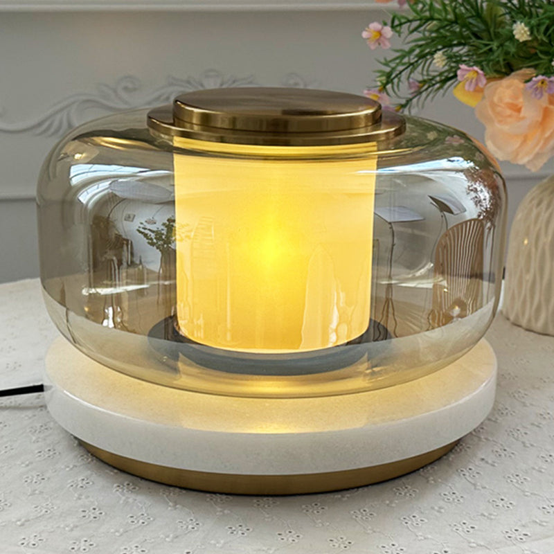 Modern Luxury Marble Table Lamp With Glass Lampshade