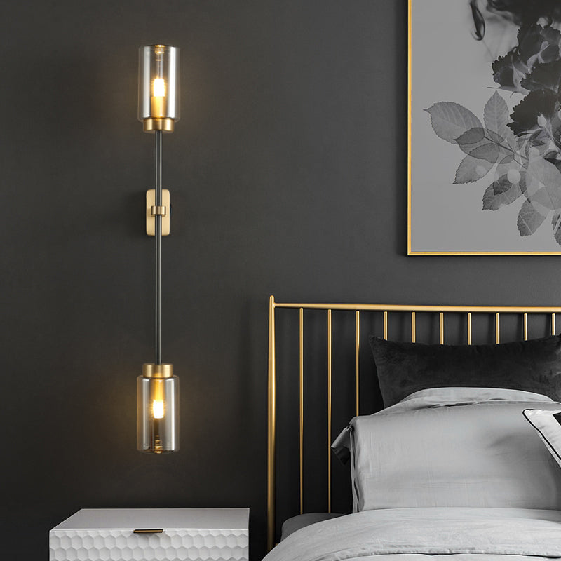 Light Luxury All Copper Wall Lamp With Glass Lampshade for Bedroom Headboard Living Room Wall Light