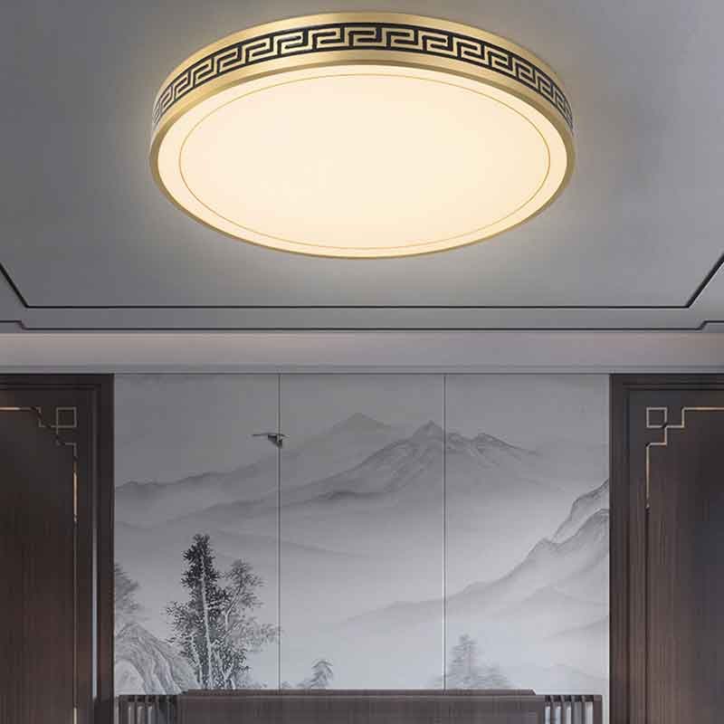 Personalized creative patterns Round Brass LED Ceiling Light with Remote Control Dimmable