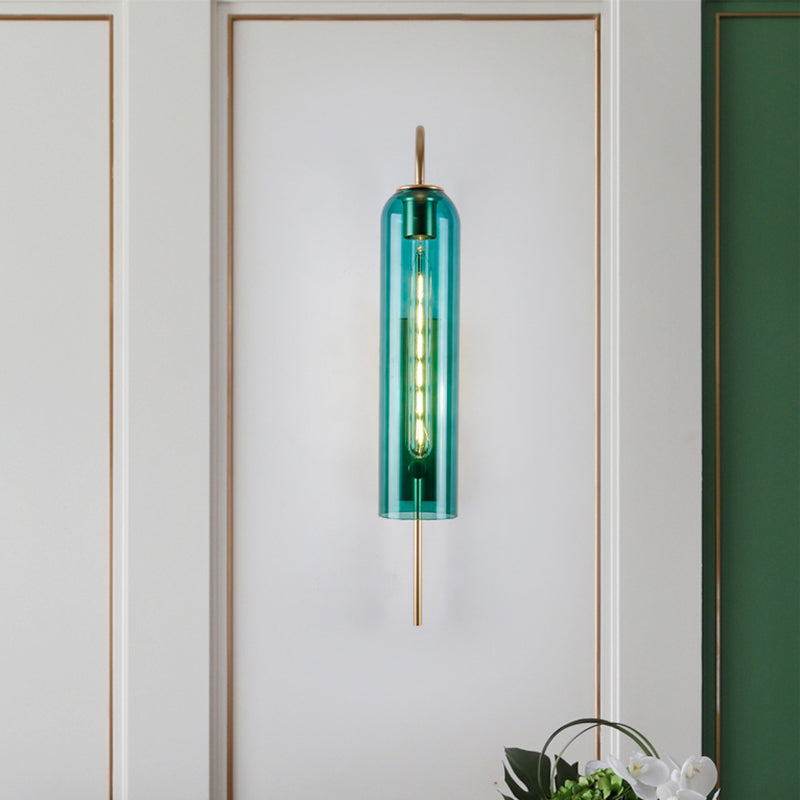 Mid Century Wall Sconces With Long Tube Glass Shade Vanity Light Fixture For Bedroom Bedside Bathroom