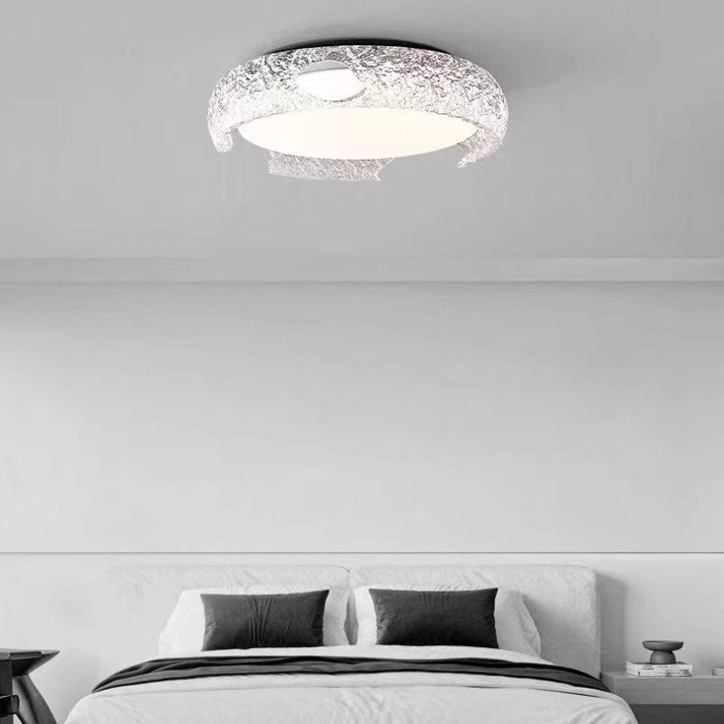 Modern Luxury Round Resin Ceiling Light with Remote Control Dimmable Decoration Lighting