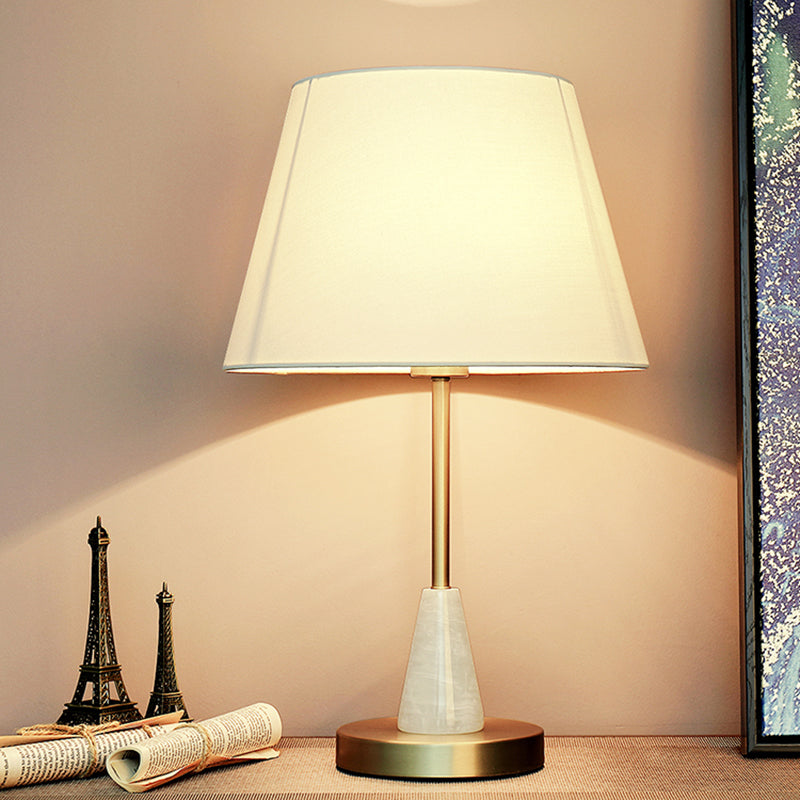 White Fabric Lampshade Brass Table Lamp LED E27 Modern Desk Lamp