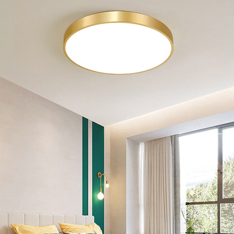 Modern Dia.20" Round Brass Flush Mount Ceiling Light Warm White AC220V Input Room Use