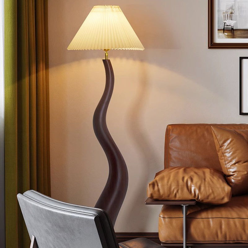 Creative 65" Twisted shape Resin Floor Lamp With Fabric Lampshade