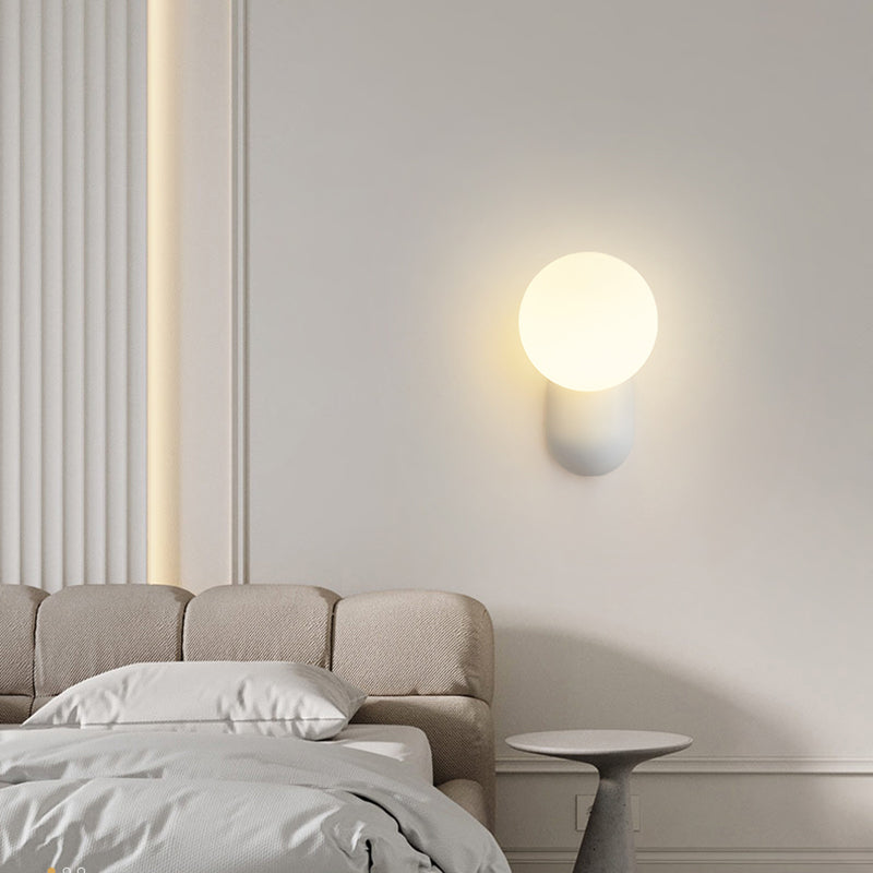 Simple White Glass Wall Lamp With Resin Body Wall Light for Bedroom Living Room Aisle Secene Lamp