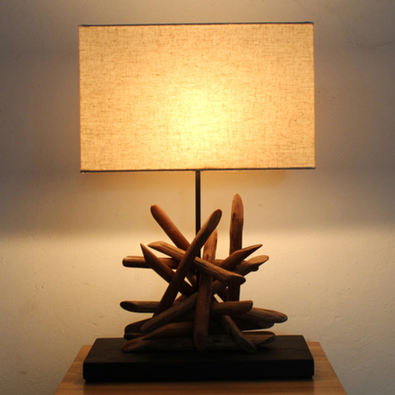 Modern Creative Solid Wood Table Lamp Fabric Lampshade Lights for Living Room Bedroom Bedside Hotel