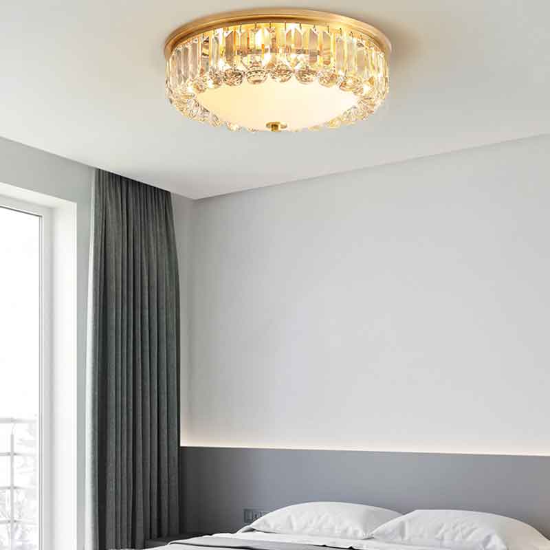 Luxury Modern Copper Ceiling Lamp Crystal LED Ceiling Light Dia.45cm For Foyer Bedroom