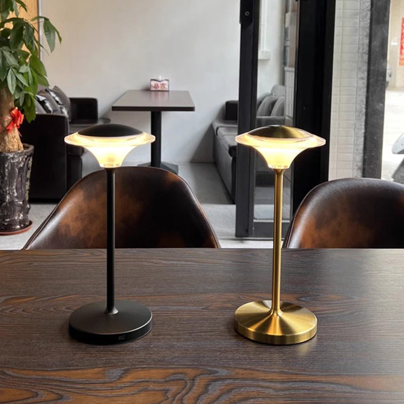 Cordless Dimmable Table Lamp Gold Acrylic Lampshade for KTV Cafe Clear Bar Hotel Camping Type C USB Wire