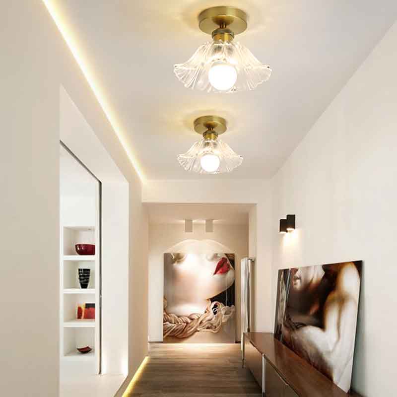 American Style Creative Flower Brass LED Ceiling Light Warm White Light 3000K 220V Input