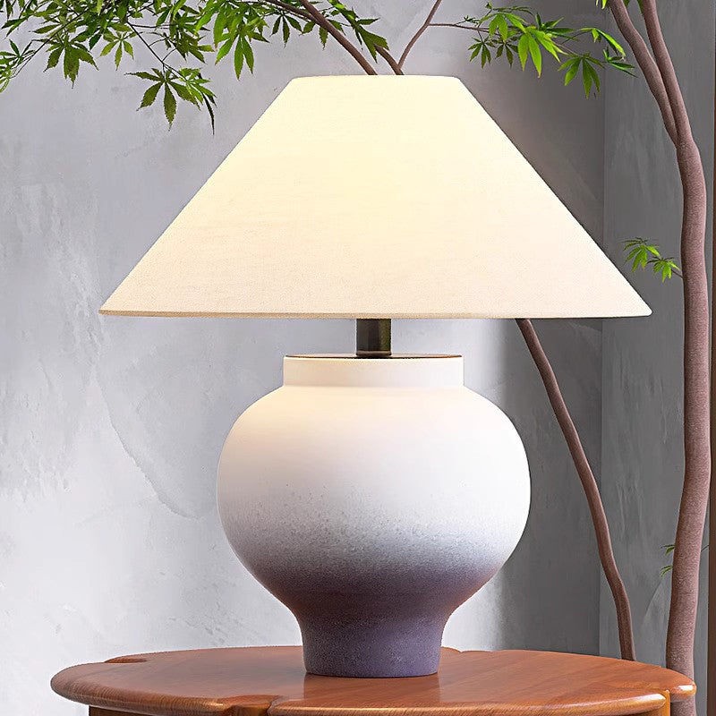 Japanese Style Wabi Sabi Ceramic Table Lamp with Chinese Retro Designer Living Room Bedroom Bedhead Lamp