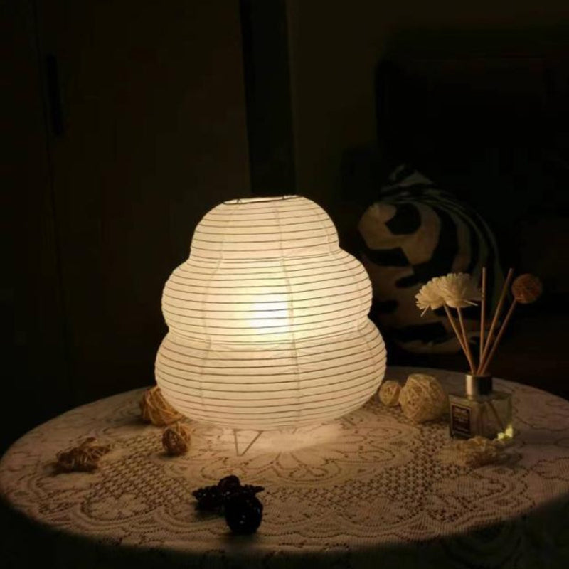 Lantern LED Table Lamp Rice Paper Bedside Study Table Lamp Handmade Desktop Decorative Lantern Light for Living Room Bedroom