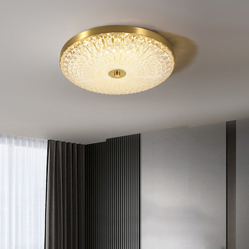 Simple Luxury 19" Round Flush Mount Brass LED Ceiling Light Warm White 48W LED board