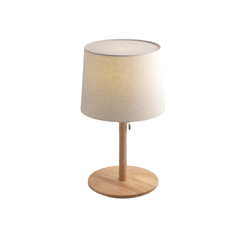 Simplistic 17.5"/16" Height Outlet-powered Standard Table Lamp in Wood with Textile Lampshade