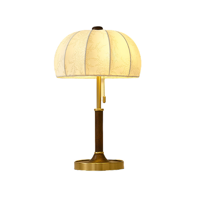 Western Vintage Fabric White Wax Wood Solid Wood Table Lamp American New Bedroom Atmosphere Light