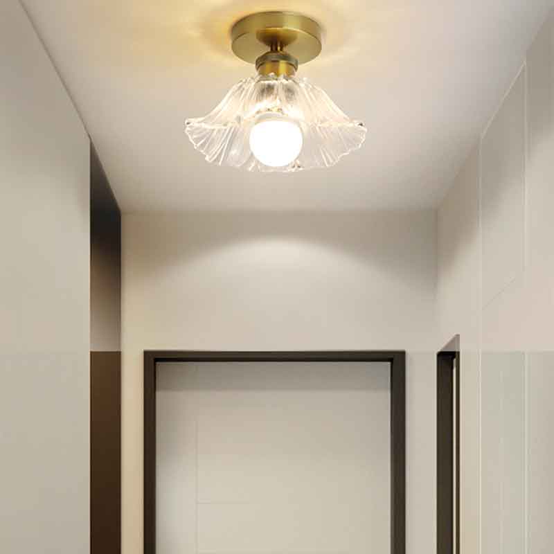 American Style Creative Flower Brass LED Ceiling Light Warm White Light 3000K 220V Input