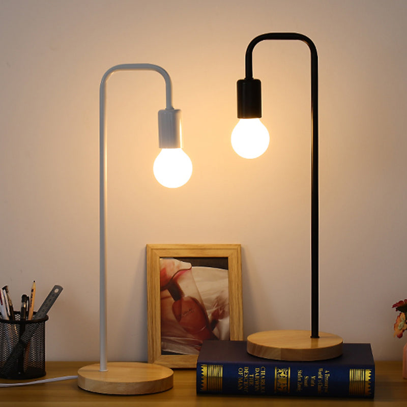 E27 Nightstand Lamps Table Lamp with Wooden Base Vintage Bedside Light for Living Room Office Bedroom