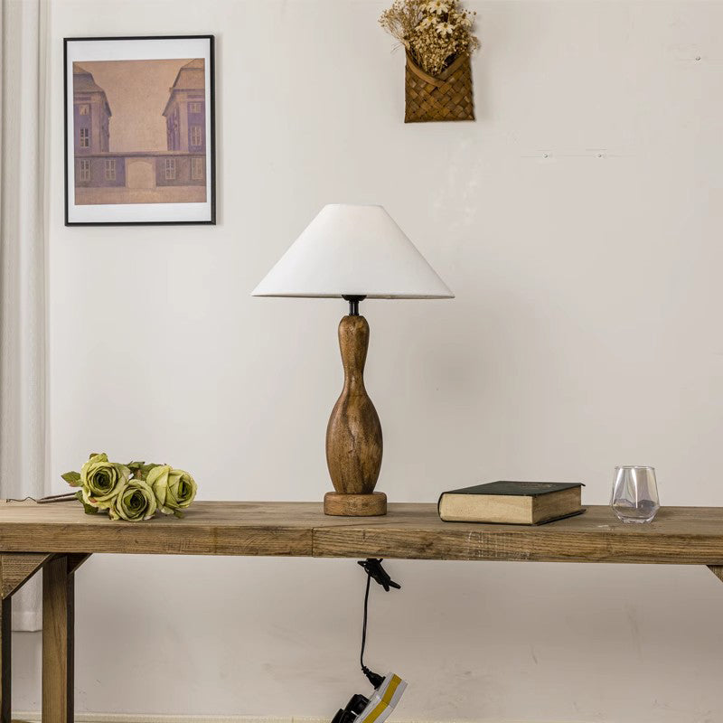 Nordic Wooden Decorative LED Table Lamp Bedroom Bedside Desk Lamp Linen Lamp Shade