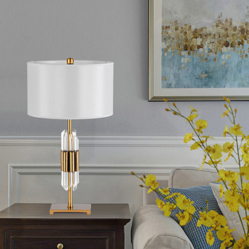 Modern Creative Light Luxury Crystal Tube Table Lamp With Fabric Lampshade