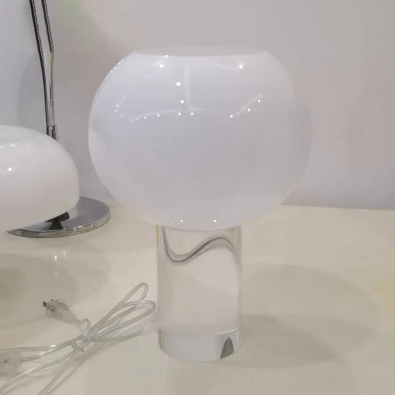 Contemporary Simple Clear Acrylic Table Lamp With Milk White Glass Lampshade