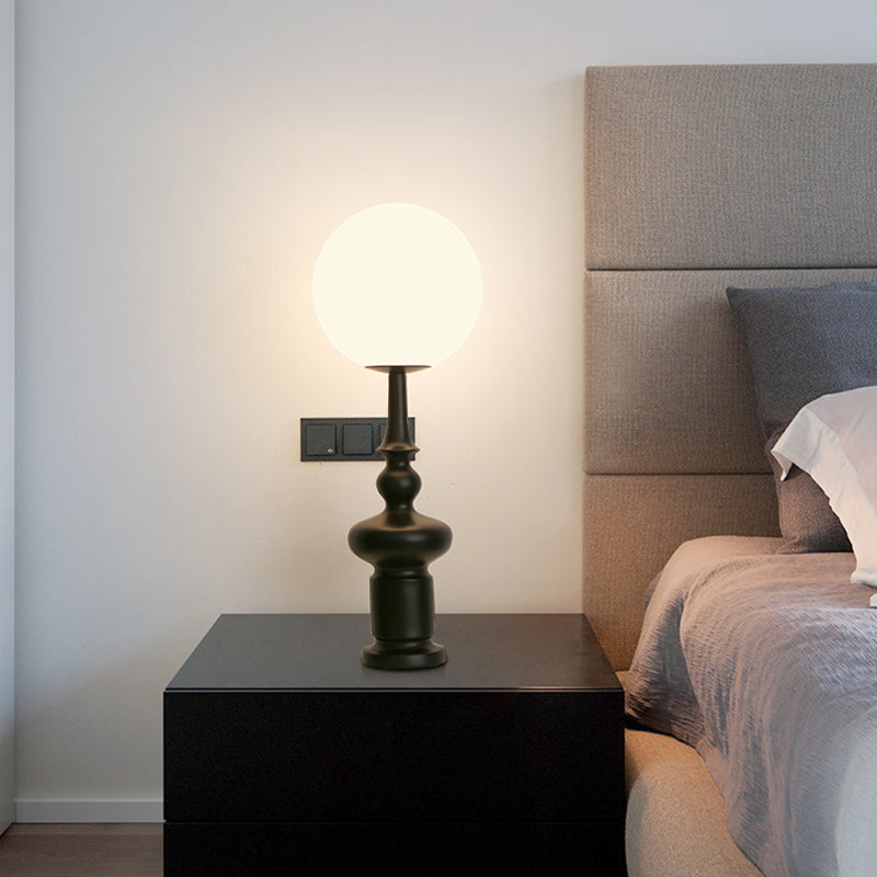 Traditional Black Resin Table Lamp With Acrylic Lampshade