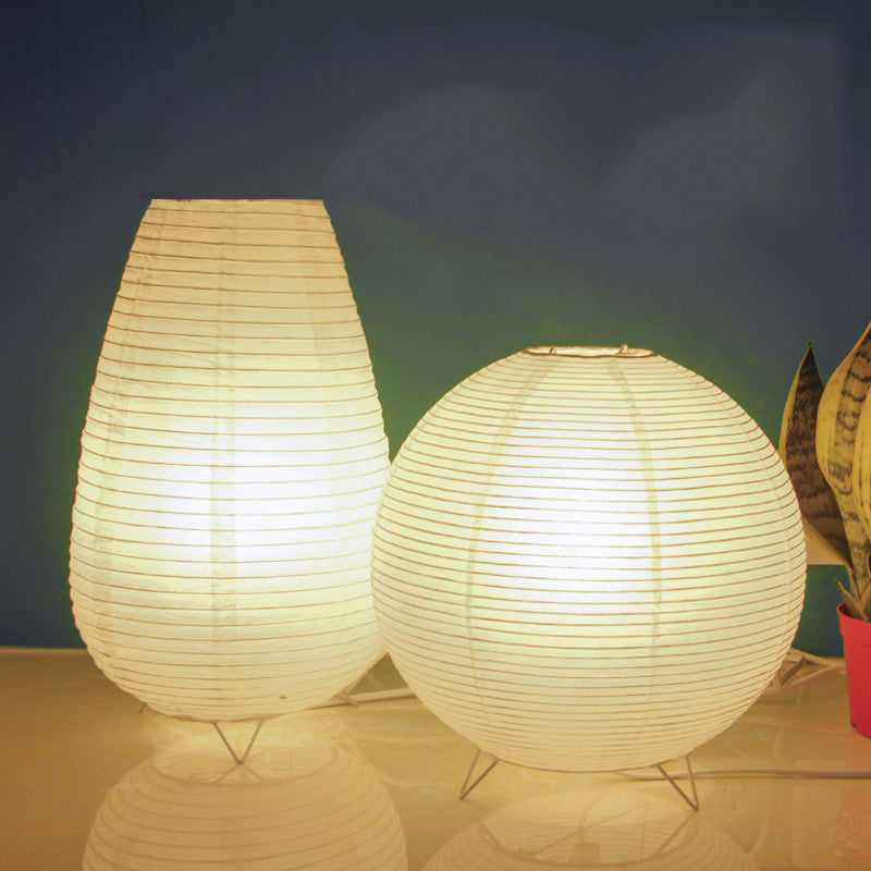 Nordic Simple Paper Lantern Table Lamp Japanese Style Living Room Bedroom LED Lighting