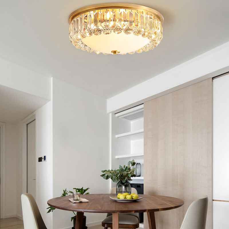 Luxury Modern Copper Ceiling Lamp Crystal LED Ceiling Light Dia.45cm For Foyer Bedroom