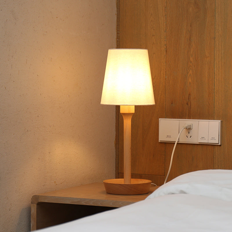 17.5" Height Standard Table Lamp in Wood with Textile Lampshade for Residential Use Trendy Style