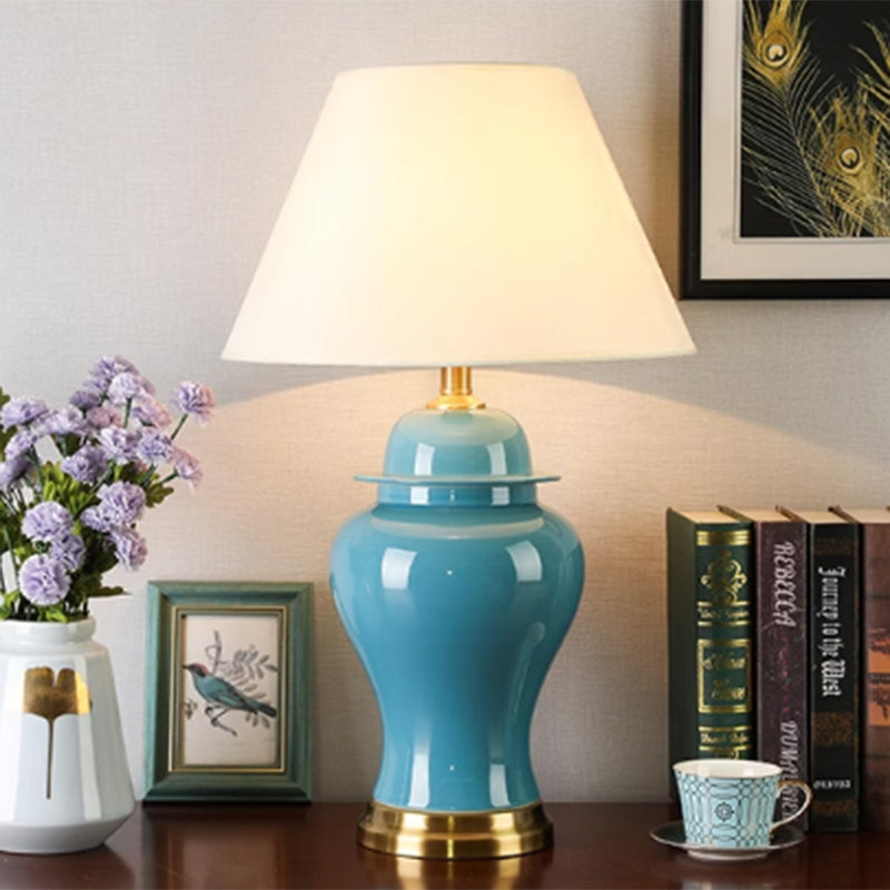 Height Receptacle-powered Standard Ice Crack Ceramic Desk Lamp for Residential Use in a Casual Style