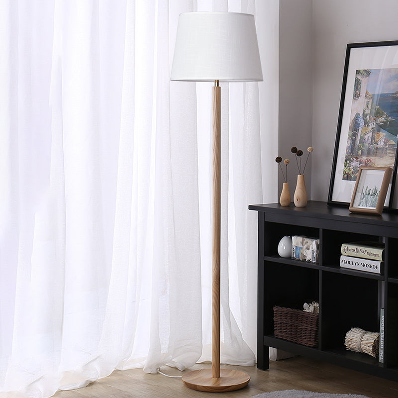 Traditional 61" Column Solid Wood Floor Lamp With Fabric Lampshade Standing Lamp