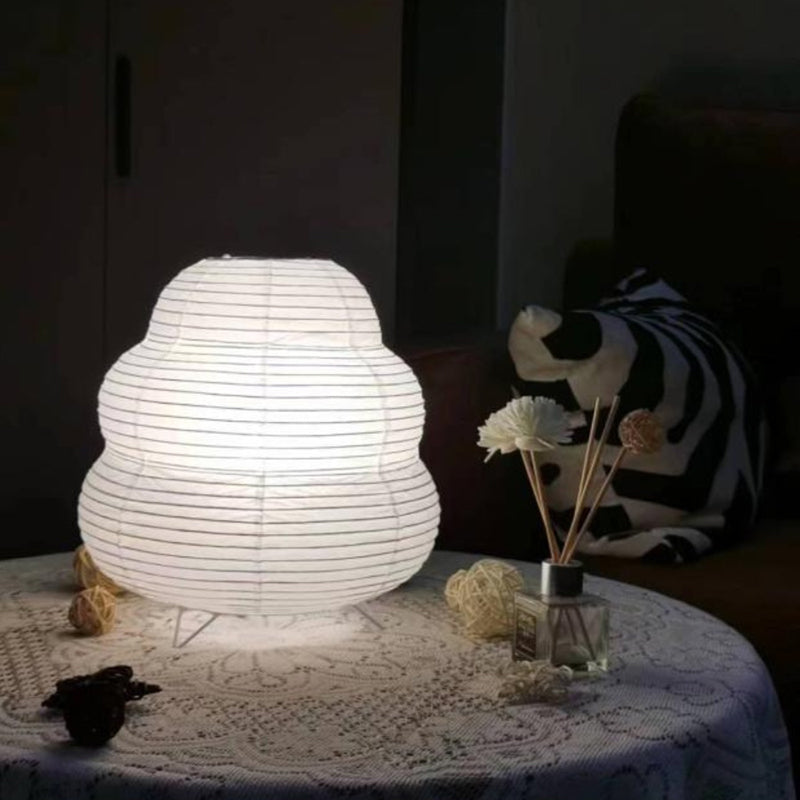 Lantern LED Table Lamp Rice Paper Bedside Study Table Lamp Handmade Desktop Decorative Lantern Light for Living Room Bedroom