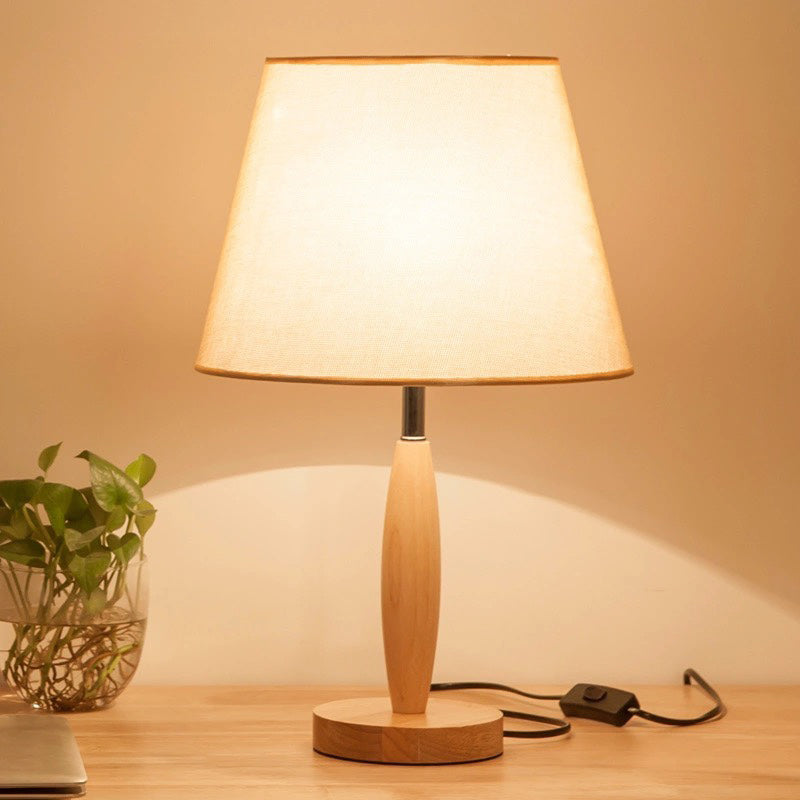 Wooden Silver Table Lamp with Linen Shade Vintage Style Lampshade Lampshade Lamps