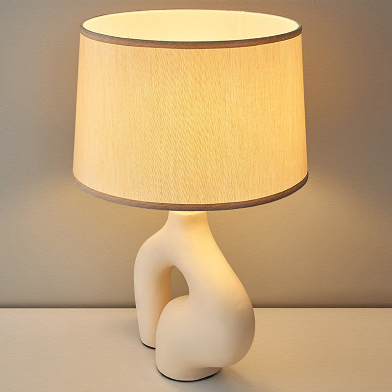 Designer Creative White Resin Table Lamp With Beige Fabric Lampshade