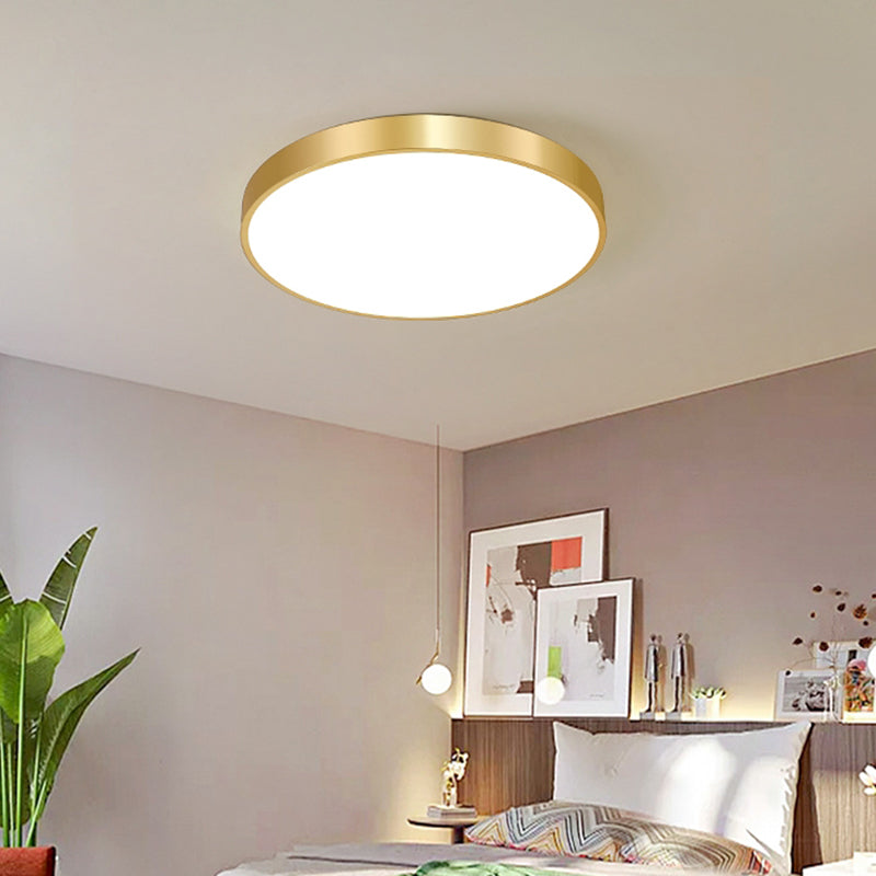 Modern Dia.20" Round Brass Flush Mount Ceiling Light Warm White AC220V Input Room Use