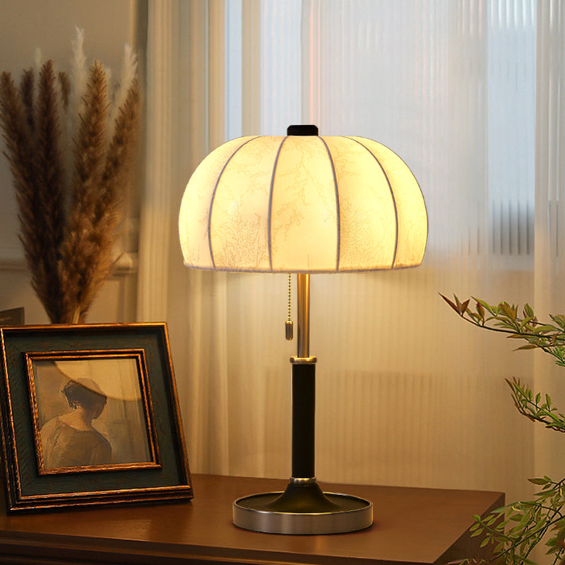 Western Vintage Fabric White Wax Wood Solid Wood Table Lamp American New Bedroom Atmosphere Light