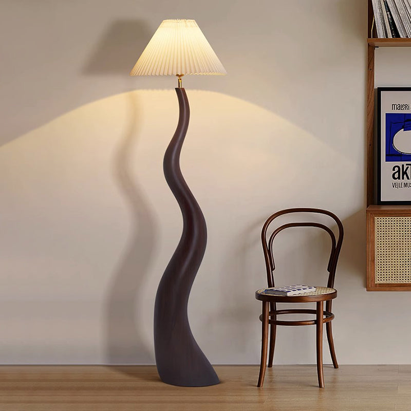 Creative 65" Twisted shape Resin Floor Lamp With Fabric Lampshade