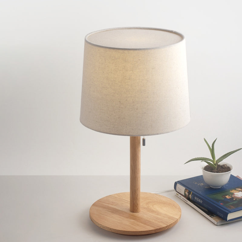 Simplistic 17.5"/16" Height Outlet-powered Standard Table Lamp in Wood with Textile Lampshade