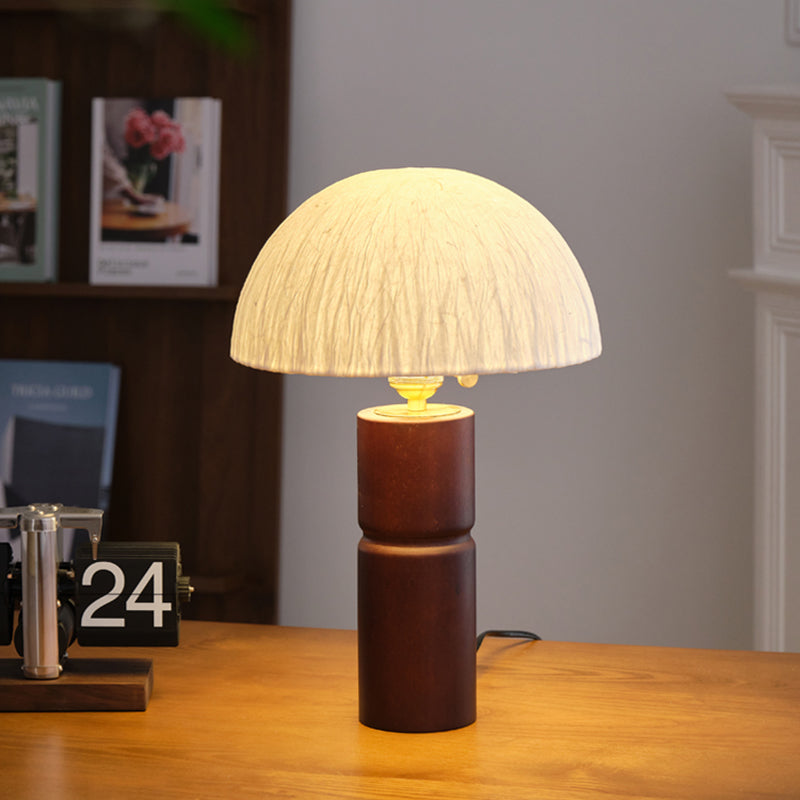 15.5" Modern Solid Wood Desk Lamp Farmhouse Handmade Rice Paper Lampshade Desk Lamp