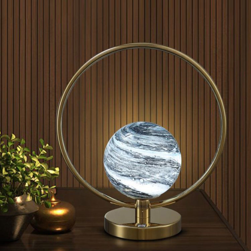 Modern Handmade Glass Universe Table Lamp With Electroplate Metal Base ﻿