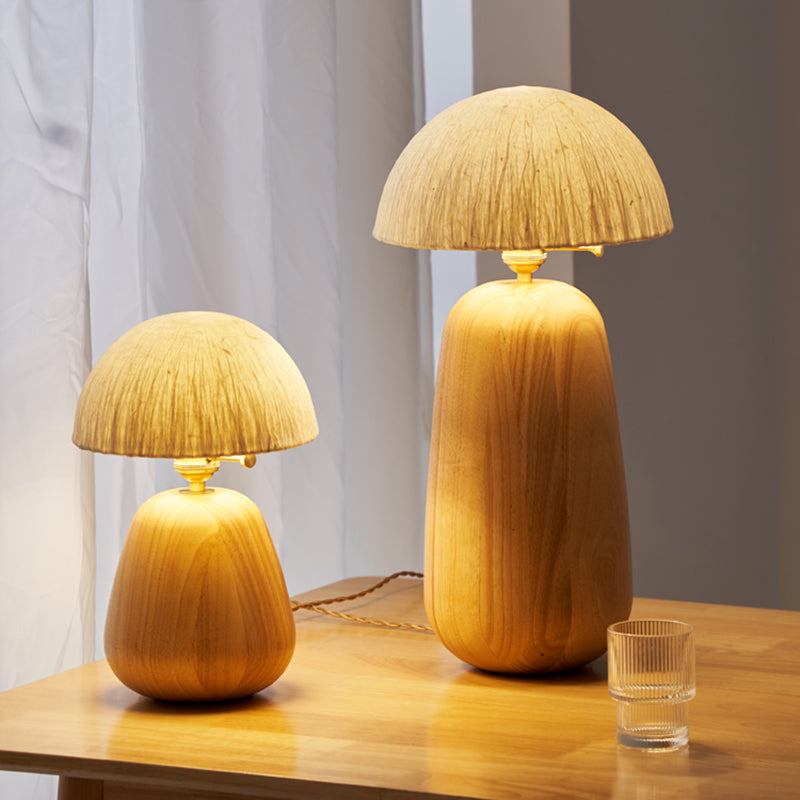 Creative Solid Wood Mushroom Table Lamp Light Atmosphere Light Decoration Rice paper Lampshade Desk Lamp